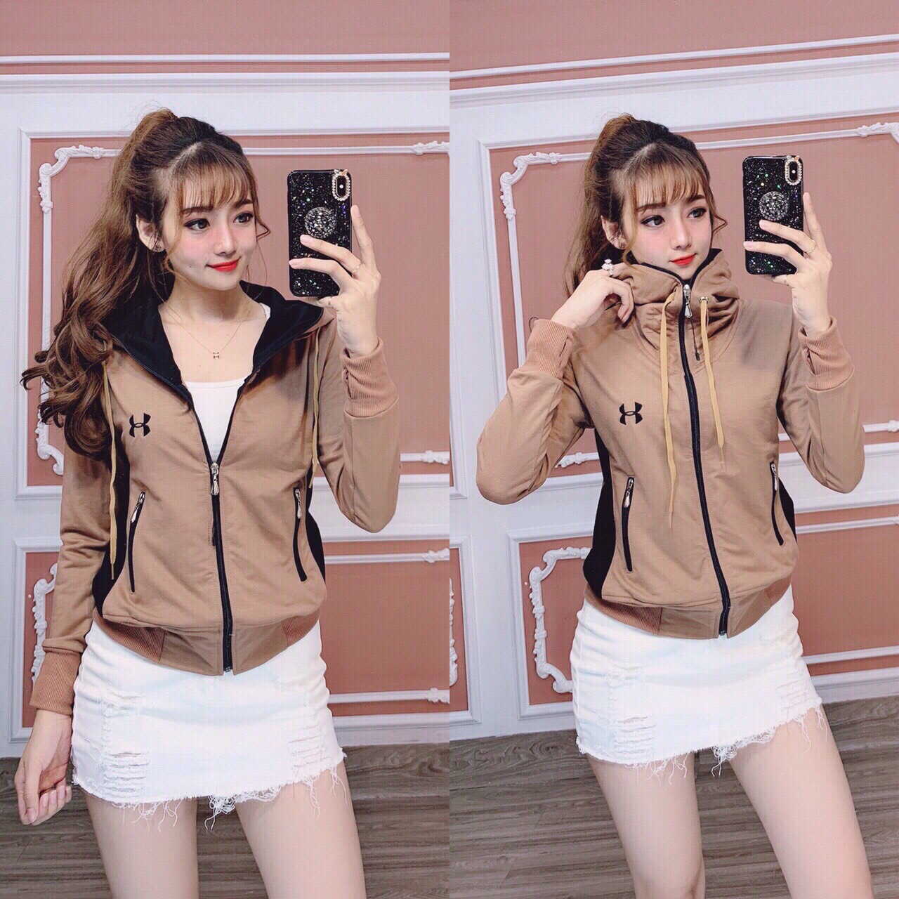 [FreeshipMAX] [HCM]Áo Khoác Nữ 6 Túi Phối Màu Thời Trang