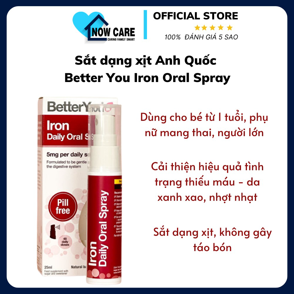 Xịt bổ sung sắt iron daily oral spray 25ml better you
