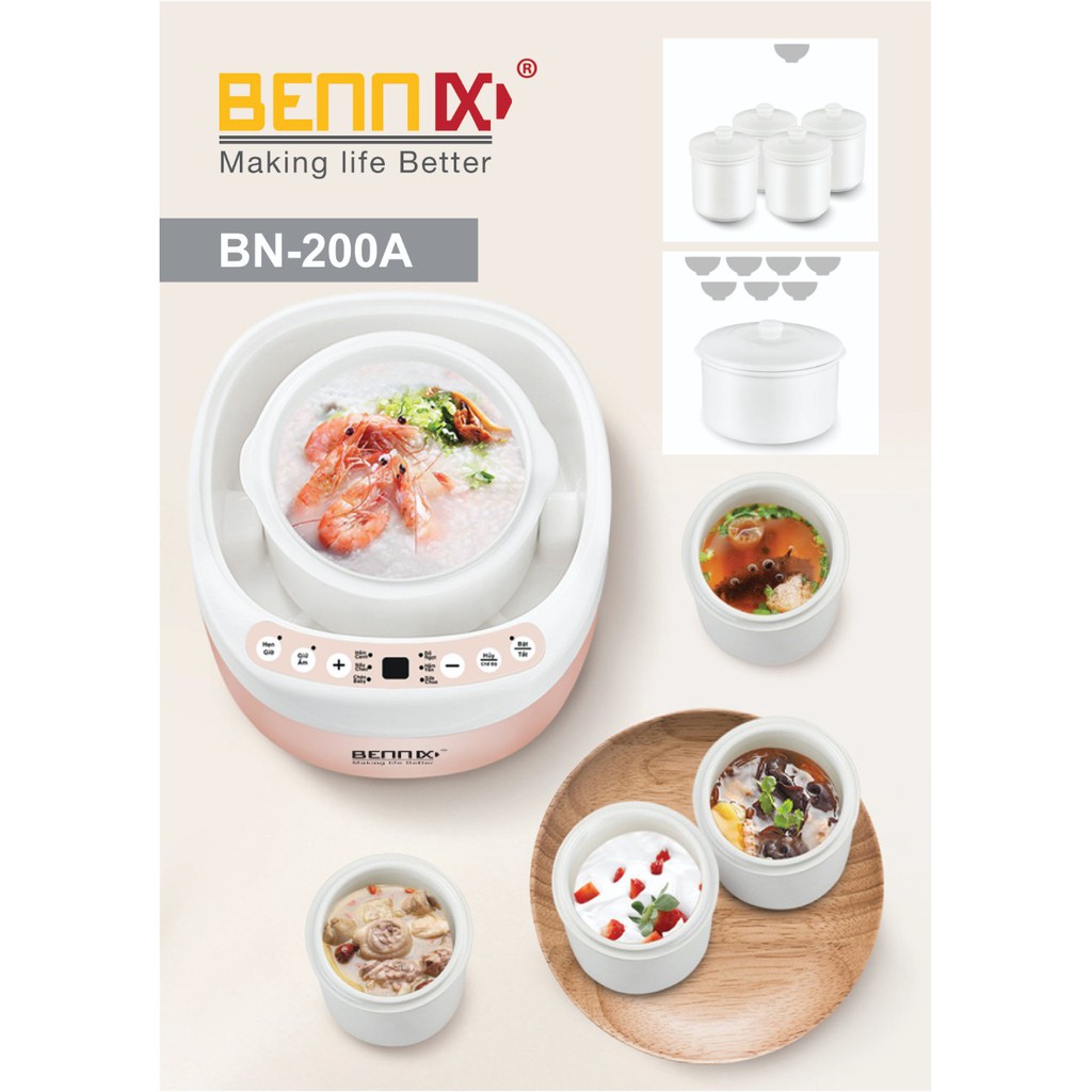 Nồi hầm cách thủy đa nằng bennix bennix bn-200a 2l