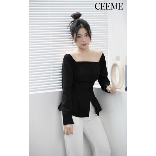 Lyn Top - Áo cổ vuông nút bọc CEEME