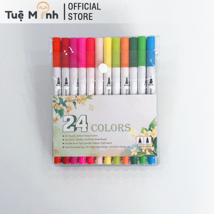 Bộ 12/24/36 Bút Dual Tip 2 Đầu Gồm Ngòi Brush + Liner, Bút Viết Bullet Journal, Tale Note B07- VPPTueMinh
