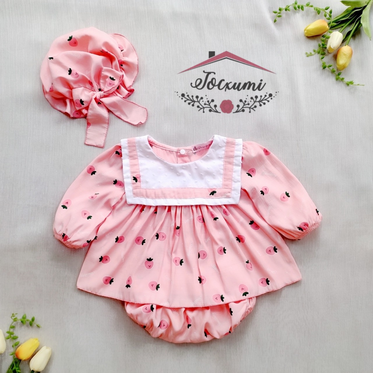 [MUA 1 ĐƯỢC 3] BỘ 3 MÓN HỒNG DÂU XINH XẮN [THIẾT KẾ] - Tocxumi