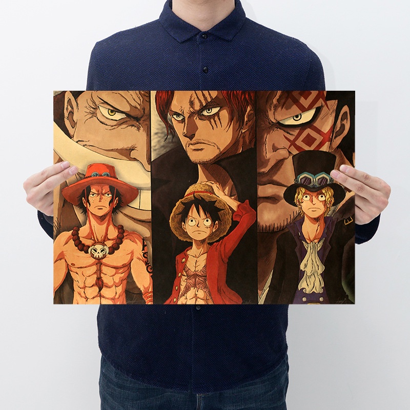 Nghệ Thuật Treo Tường Anime, Poster One Piece 3 Anh Em Luffy, ACE, Sabo...