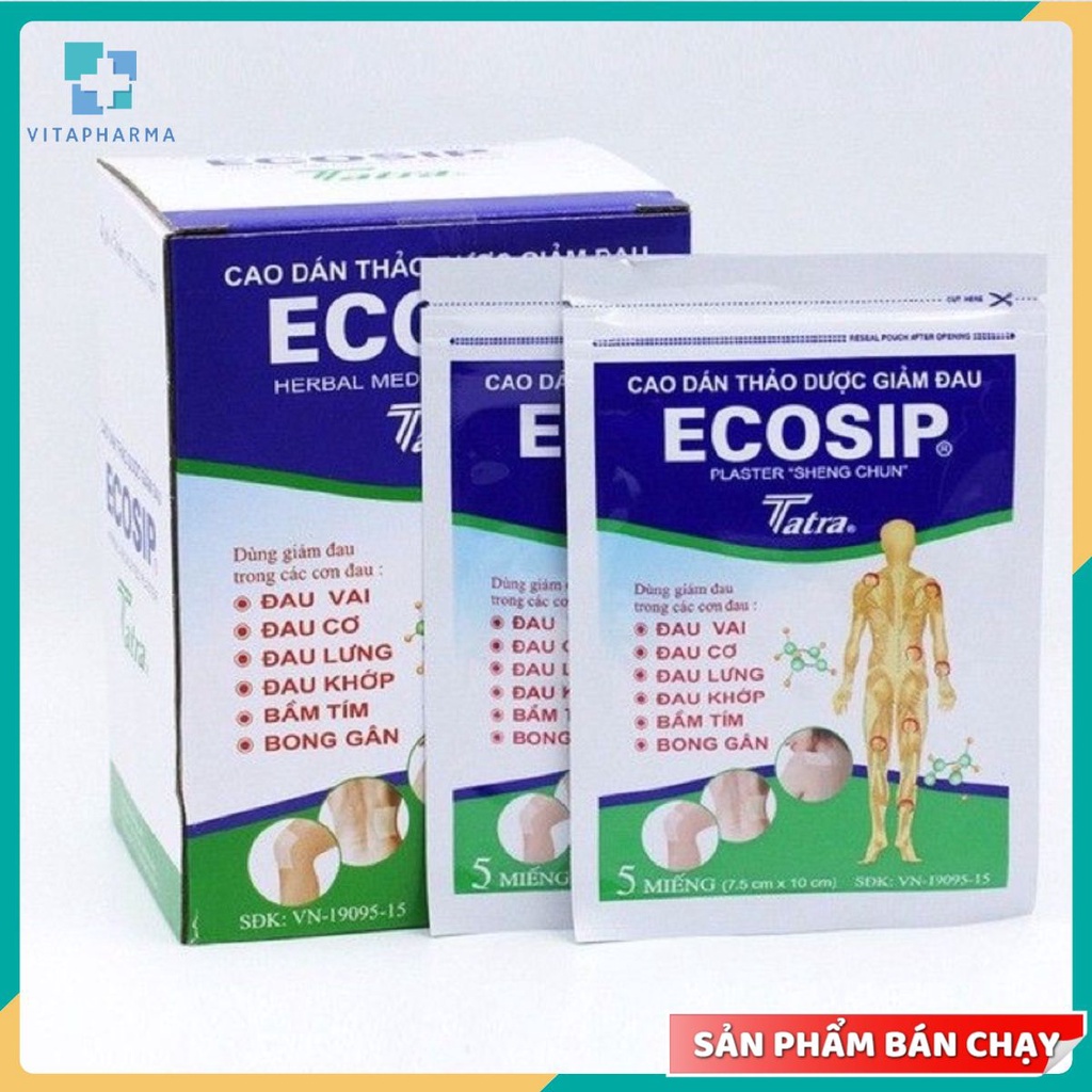 Ecosip - cao dán thảo dược giảm đau tatra gói 5 miếng
