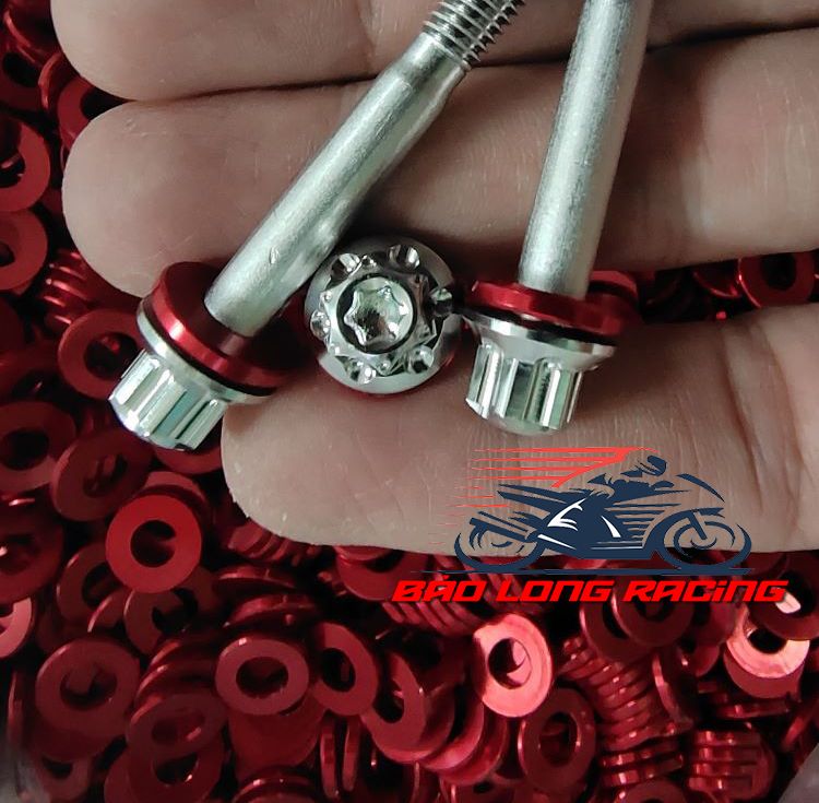 Long Đền nhôm 6li gắn ốc lốc máy màu Đỏ siêu rẻ đẹp 1 con
