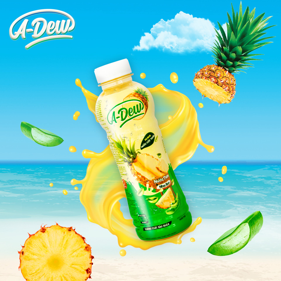 Nước trái cây Thơm Nha Đam A-Dew 450ml (Thùng 24 chai)