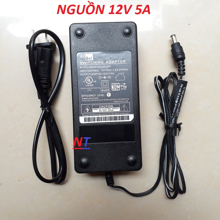 Nguồn adapter 12V 5A AcBel, Liteon, Delta chĩnh hãng Nguồn adapter12V 5A (60W) cho led, camera, audio