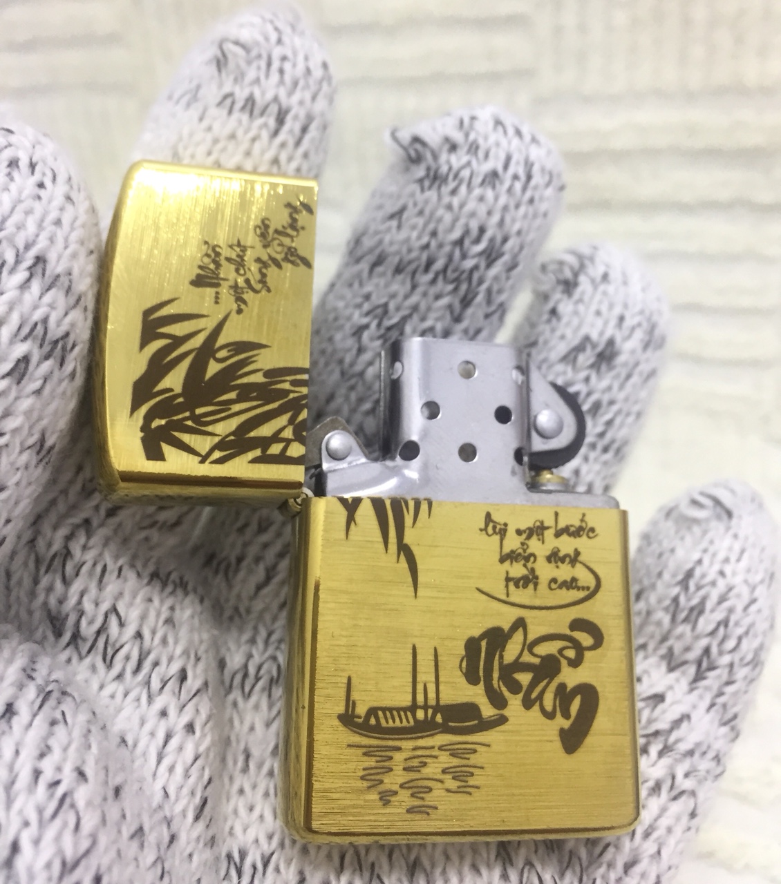 [HCM]Bật Lửa Zippo USA Khắc Chữ Nhẫn - Ruột Trắng