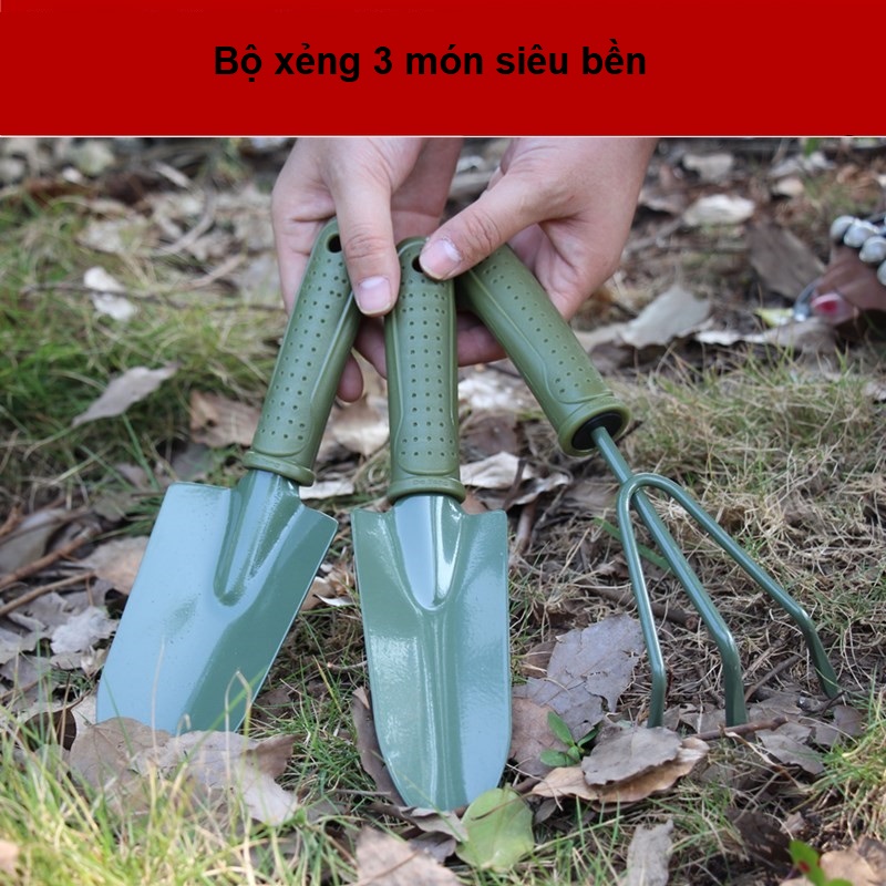 Bộ dụng cụ làm vườn 3 món (thép xanh)
