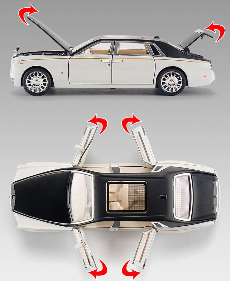 [CóboxTặngbiểnsố]Mô hình Siêu xe Rolls-Royce Phantom tỷ lệ 1.32 King Figure