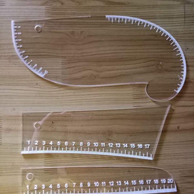 Bộ 3 thước vẻ cổ áo sơ mi Bộ thước vẻ cổ somi tiện lợi ứng dụng nhiều trong may mặc