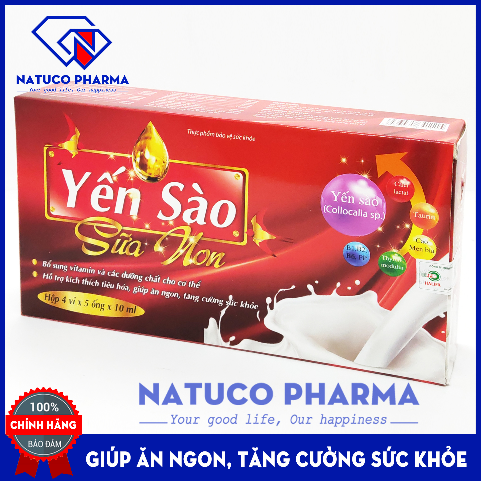 Yến Sào Sữa Non - giúp ăn ngủ ngon, tiếu hóa tốt, tăng đề kháng cho trẻ từ 6 tháng tuổi - Thành phần yến sào tự nhiên giúp ăn ngủ ngon, tiếu hóa tốt, tăng đề kháng cho trẻ từ 6 tháng tuổi - Hộp 20 ống x10ml chuẩn GMP