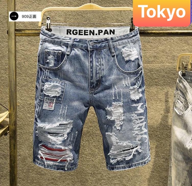 QUẦN SỌT SHORT LỬNG JEAN NAM CHẤT BÒ XANH VẢI ĐỎ ĐEN SHINICHI TK-31 - TOKYO FASHION