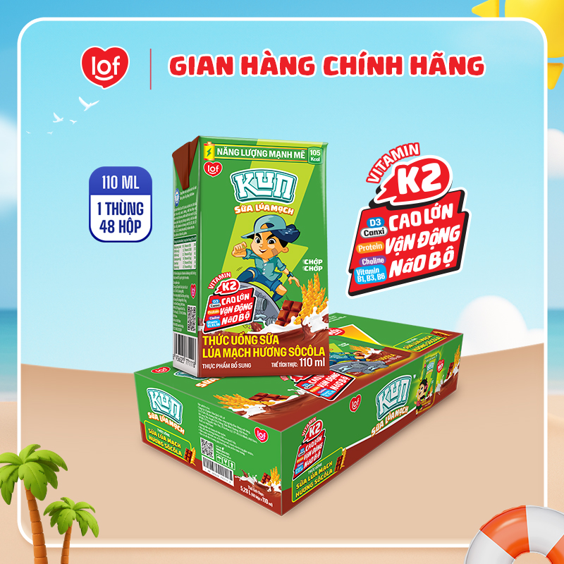 Sữa lúa mạch KUN vị socola thùng 48 hộp x 110ml