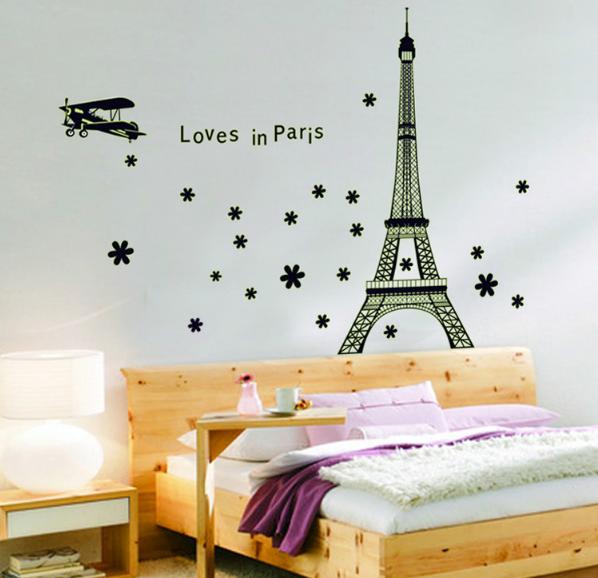 Decal trang trí tường - Tháp Love In Paris DẠ QUANG