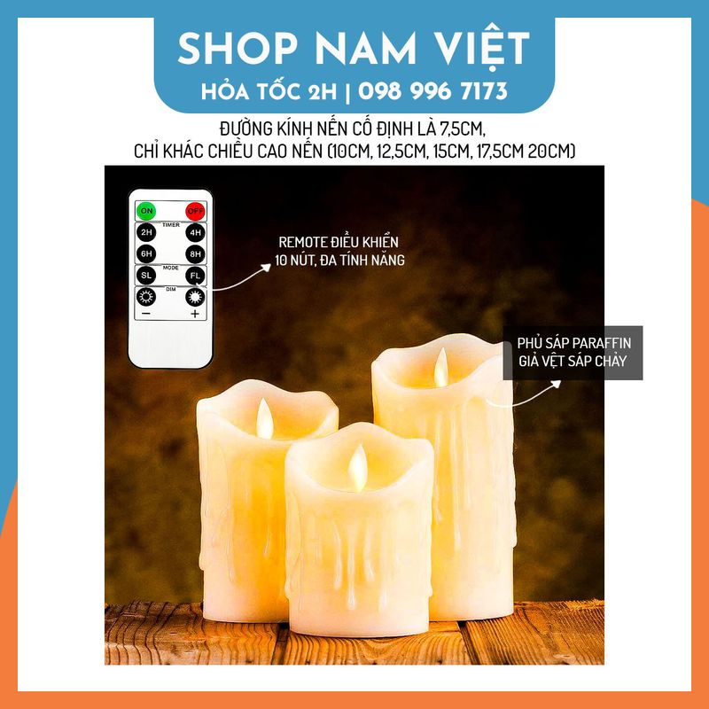 Nến Điện Tử Tim Lắc Thân Sáp Siêu Thật