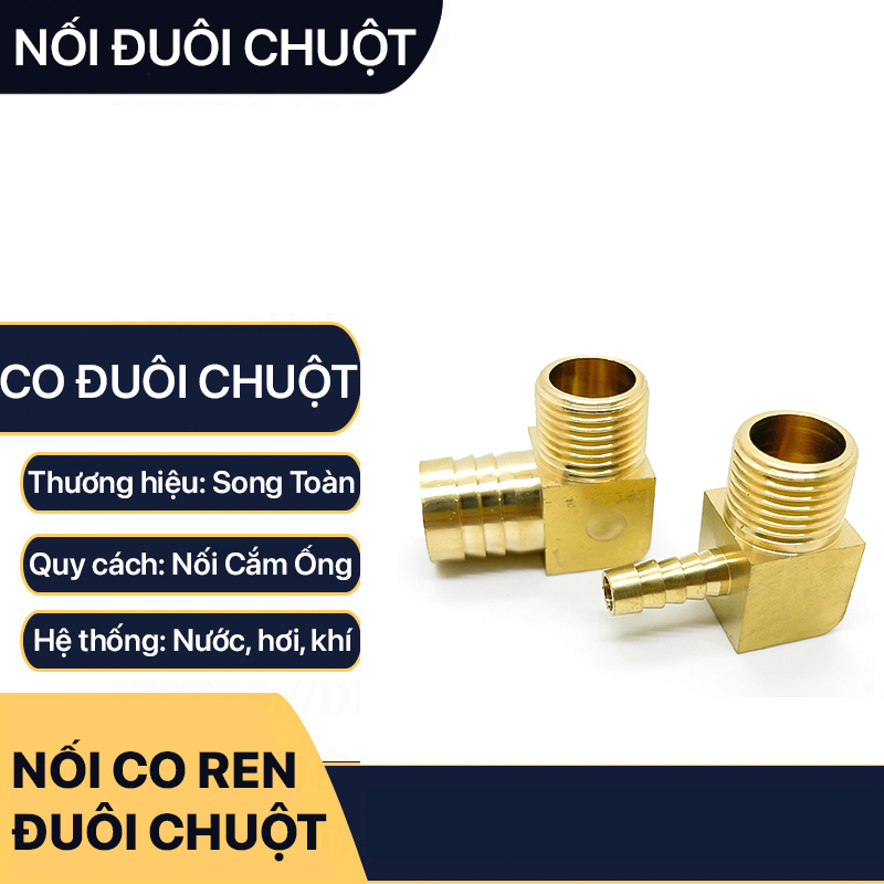 Co Ren Ngoài 1/8 (9.6mm) Đuôi Chuột Nối Lòng Trong Ống Nhựa Mềm & Pu - Đồng Thau