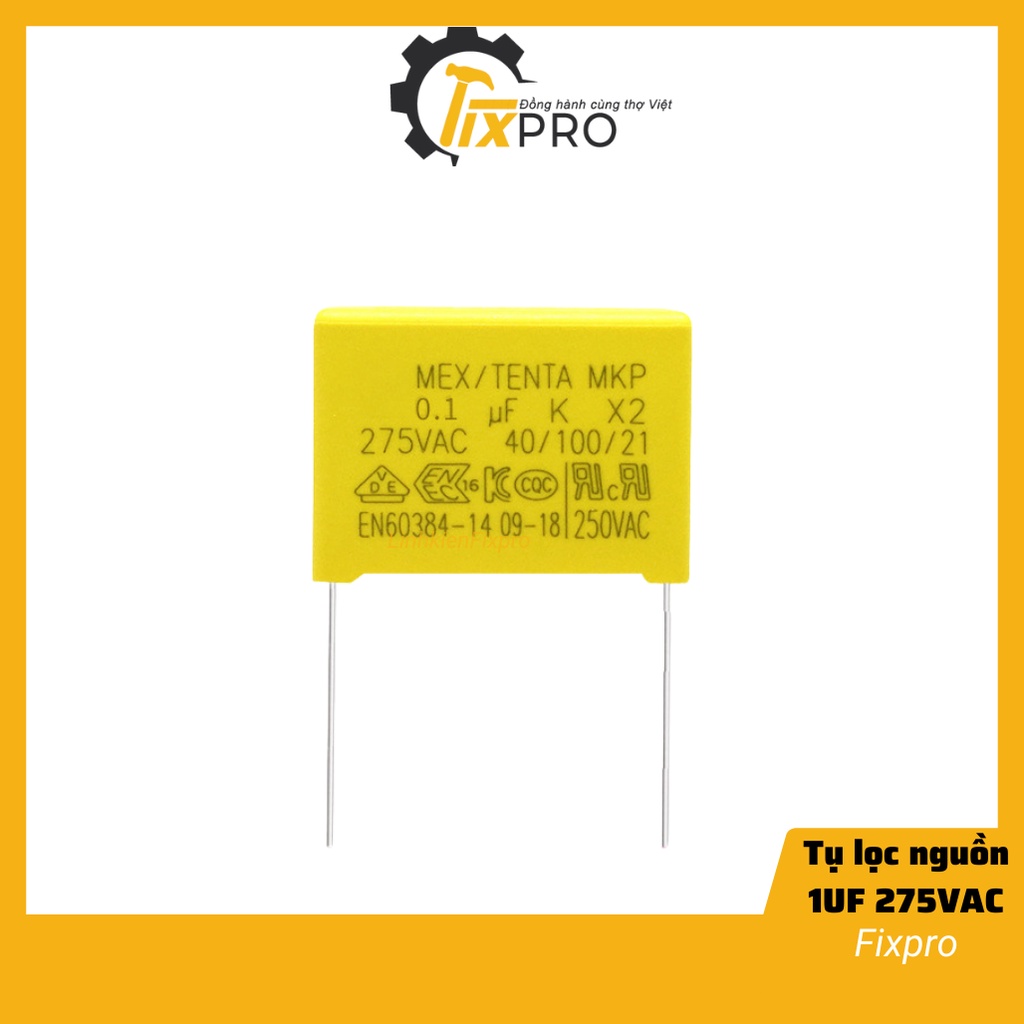 Tụ lọc nguồn 1uf-275v 22mm chất lượng tốt - fixpro