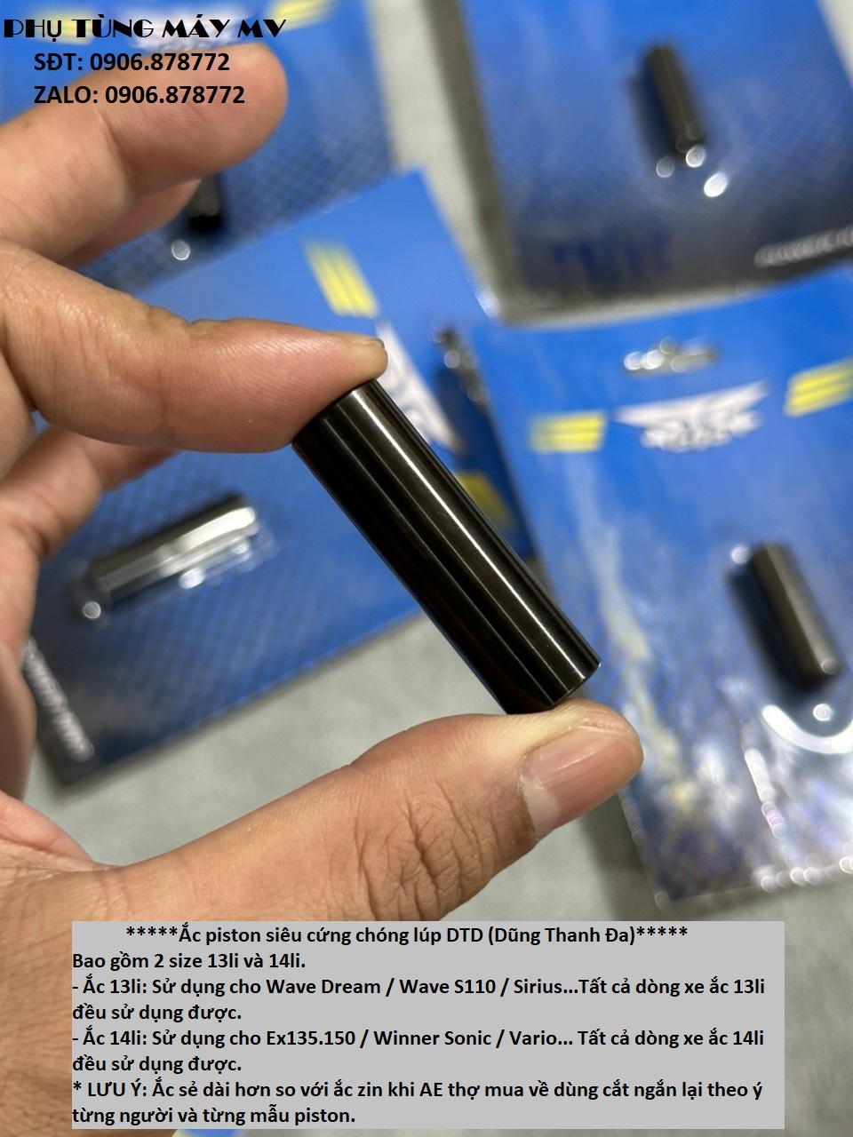Ắc piston siêu cứng chóng lúp DTD dành cho Dream wave. Ex135/150. Winner Sonic