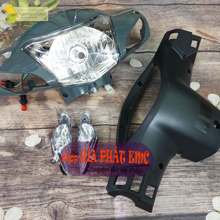 [ 4 món ] Bộ ốp đầu màu XI MĂNG , xe Wave S100 / Wave RS / alpha kèm pha đèn, phụ tùng xe máy giá rẻ