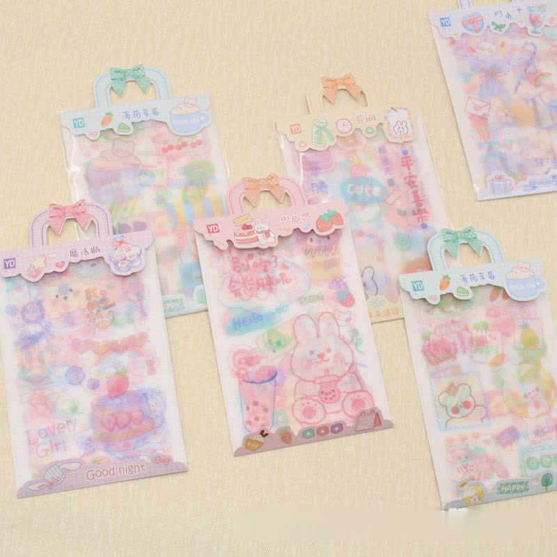 Set sticker cute quai xách , hình dán dễ thương