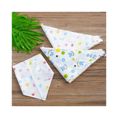 Khăn Yếm Tam Giác Cotton 2 Lớp Cúc Bấm