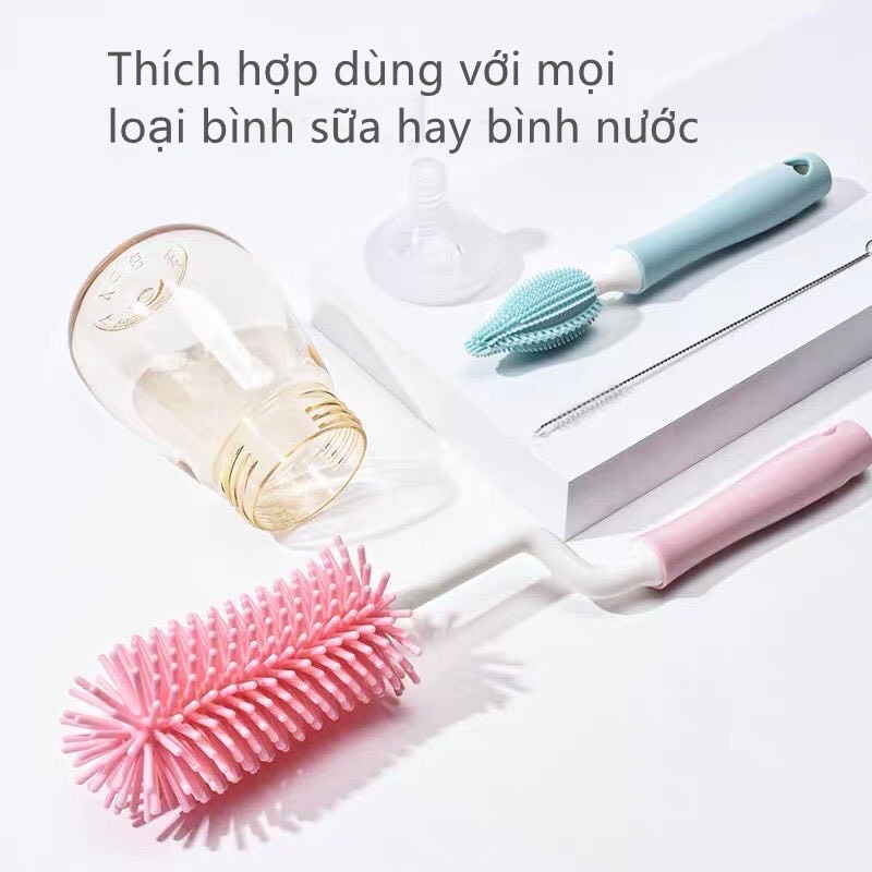 Cọ Rửa Bình Sữa Và Núm Ti Silicon 3 Chi Tiết
