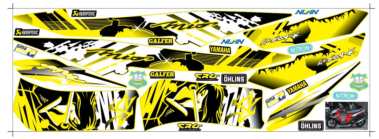 Tem Rời Yamaha Mio Ultimo Bụng Bự Mẫu Samurai Dán Xe Đen