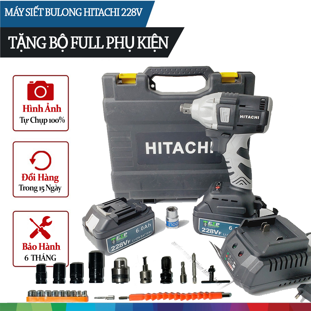 Máy siết bulong hitachi 228v - tặng bộ full phụ kiện