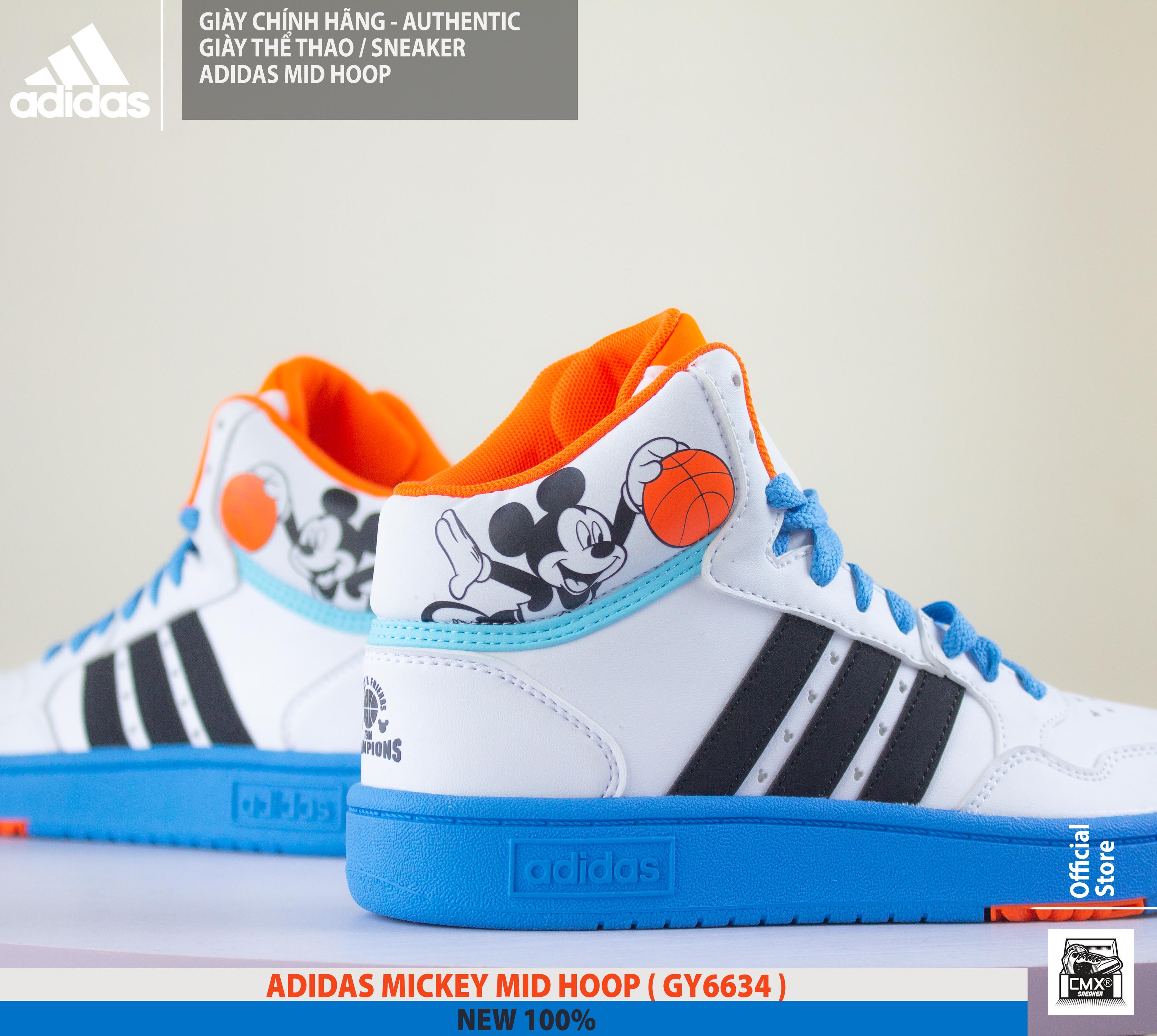 😘 [ HÀNG CHÍNH HÃNG CÓ SẴN ] Giày Adidas MICKEY Mid Hoop ( GY6634 ) - AUTHENTIC 100%