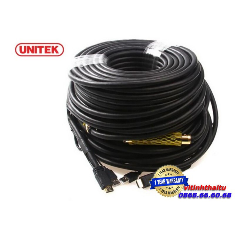 Cáp HDMI Unitek chính hãng cao cấp (70m) + USB Unitek (Y-C 176)