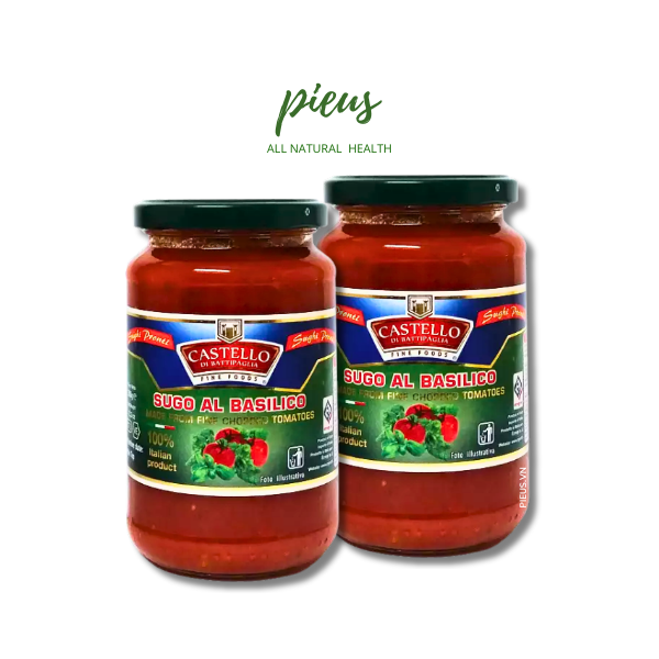 Sốt mì ý cà chua húng quế | Basil Sauce Castello 350g - Sốt pasta nguyên liệu nấu ăn nhập khẩu Ý tiện lợi, hương vị thơm ngon