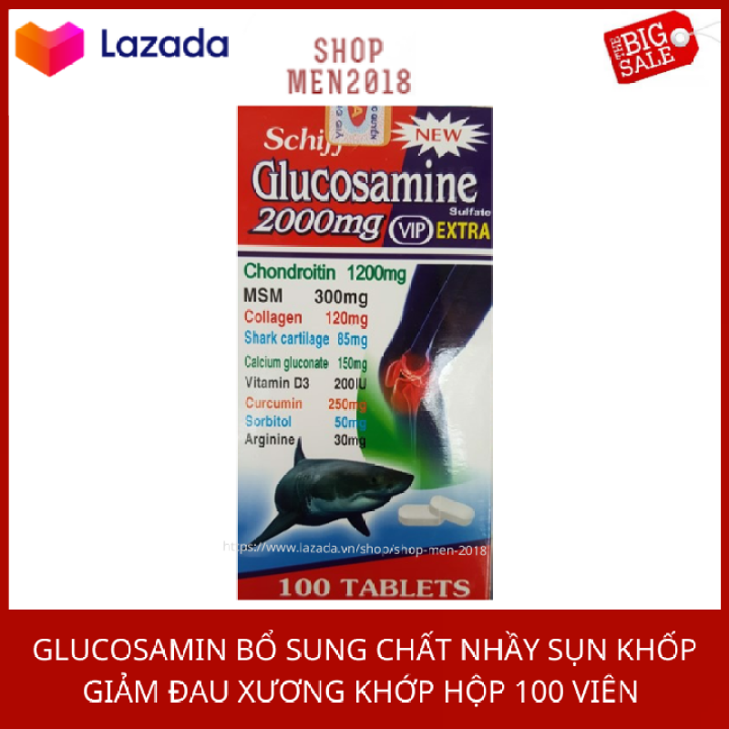 Glucosamin 2000mg nhập khẩu Mỹ ngăn ngừa lão hóa sụn khớp , giảm đau xương cơ khớp hộp 100 viên