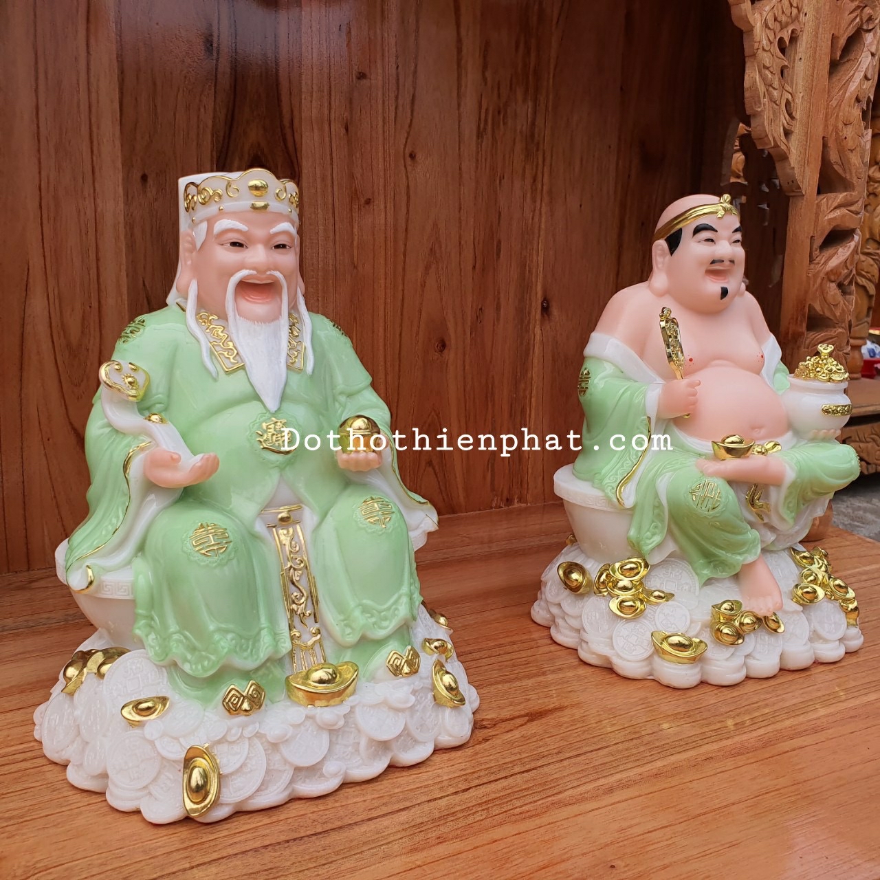 Cặp thần tài ông địa đá 8in cao 22 cm