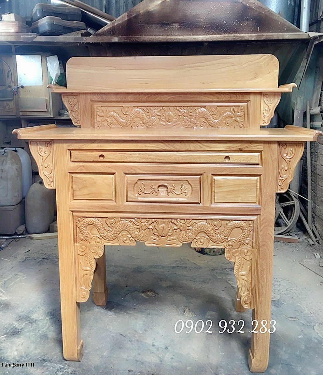 Bàn thờ gia tiên, bàn thờ phật, bàn thờ cúng tổ tiên, bàn thờ nhị cấp gỗ gõ đỏ - Bàn thờ gia tiên, bàn thờ phật, bàn thờ cúng tổ tiên, bàn thờ 2 tầng