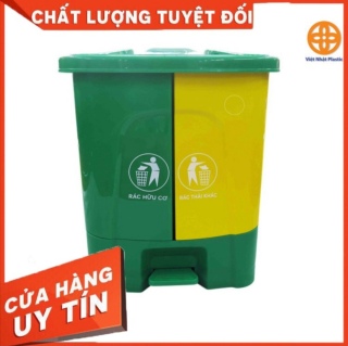 Thùng rác 2 ngăn, nắp bật, đạp chân, dung tích 40 Lít. Hàng cao cấp Việt Nhật. thumbnail