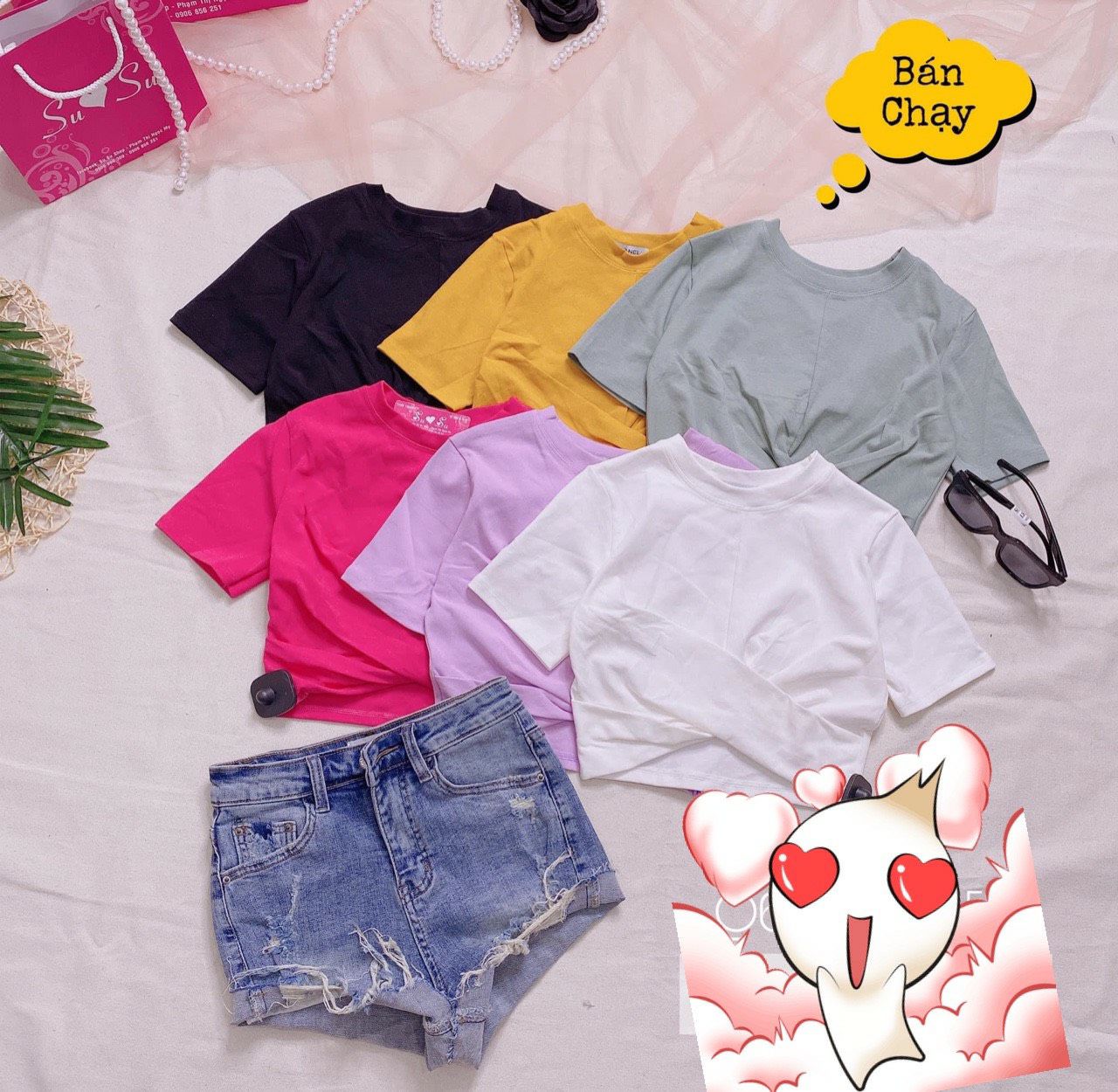 ÁO THUN CROPTOP NGANG NGỰC FORM DƯỚI 45 KG