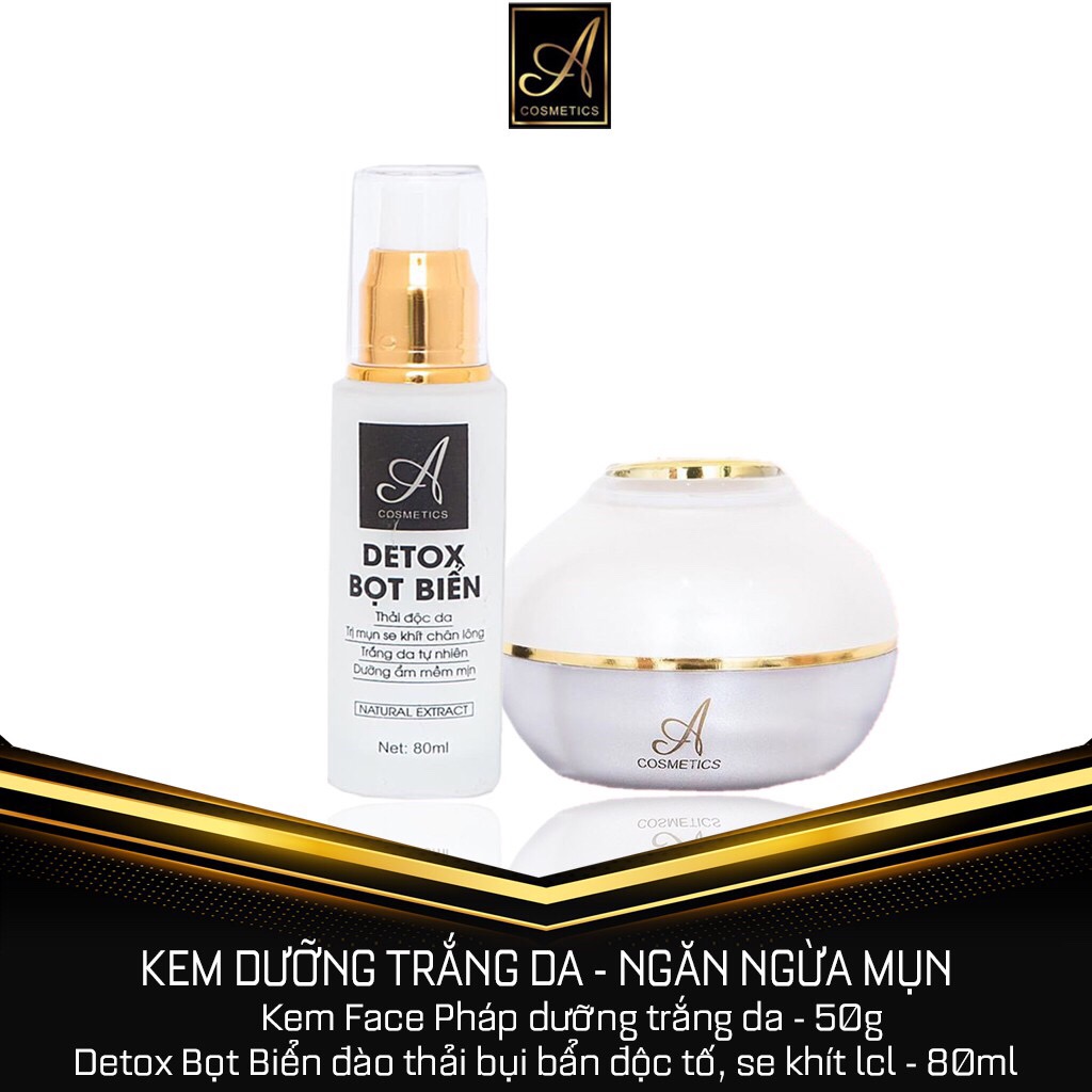 ComBo Kem Face Pháp + Detox Bọt Biển Dưỡng Trắng da ngăn ngừa mụn tái tạo và se khít lỗ chân lông