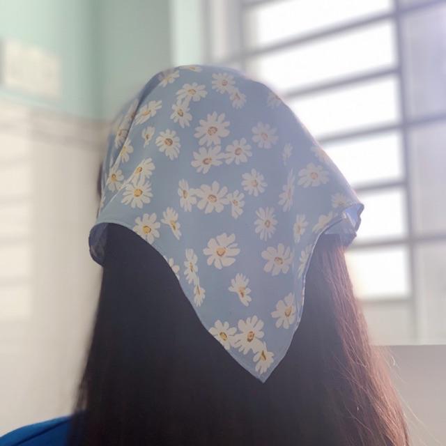 Khăn BANDANA lụa hoa cúc vải xịn