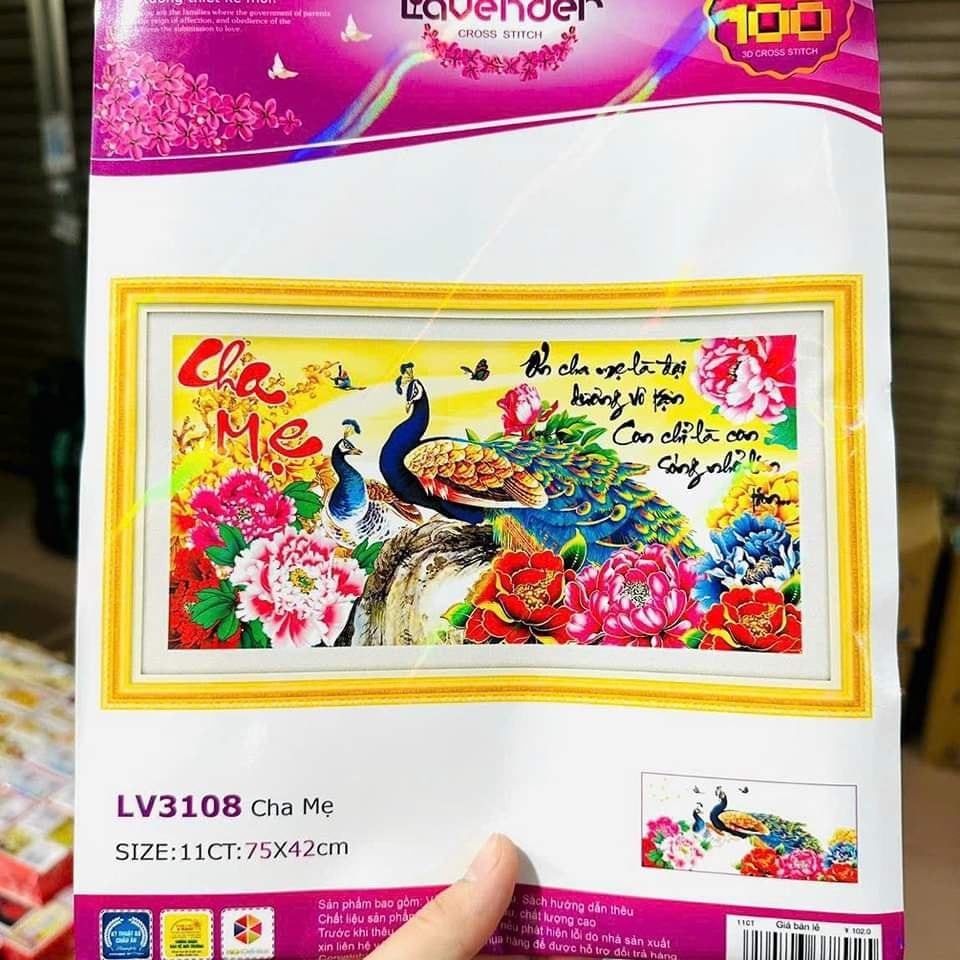 Tranh thêu chữ thập Cha Mẹ DLH-88957 kích thước 63cm x 37cm