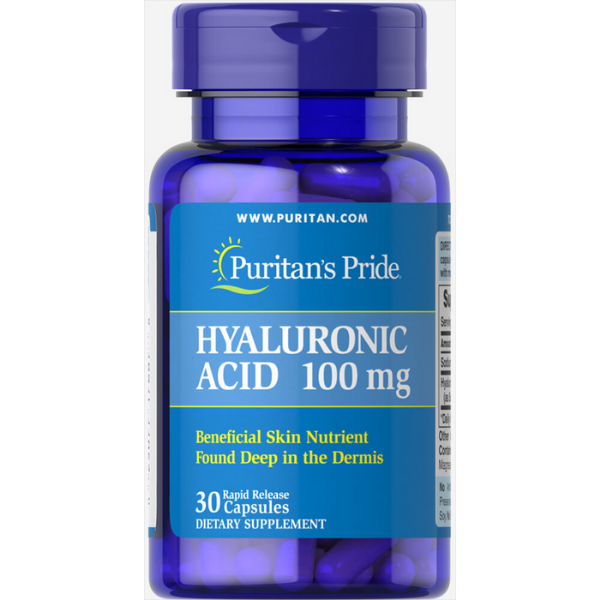 Viên uống bù ẩm, chống nhăn, (HSD: 02/2026) chống lão hoá da Puritan's Pride Hyaluronic acid 100mg 30v