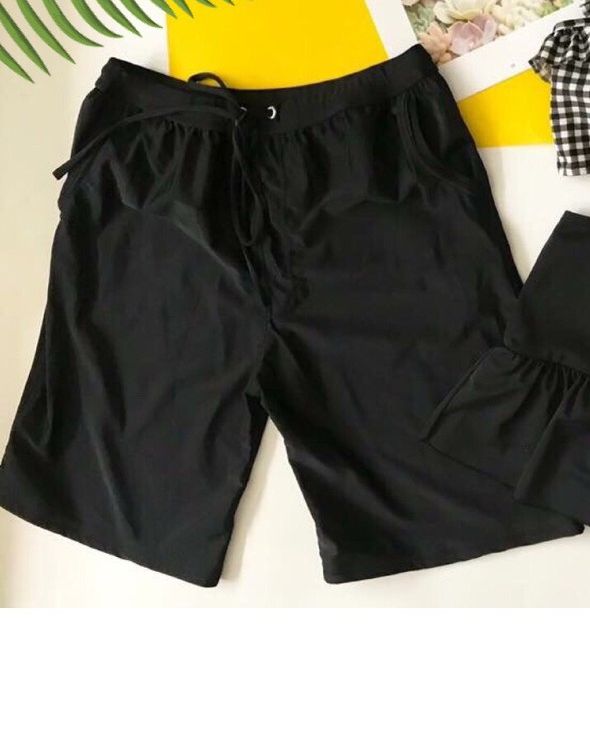 Bikini caro viền bèo váy tầng dễ thương, set đồ bơi đi biển couple - os035