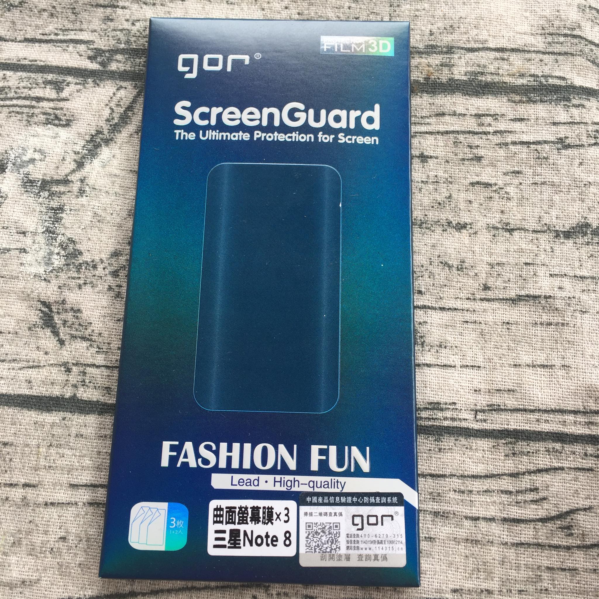 Bộ 3 miếng dán full màn hình Samsung Galaxy Note 8 hiệu Gor (3 mặt trước + 1 Mặt sau)