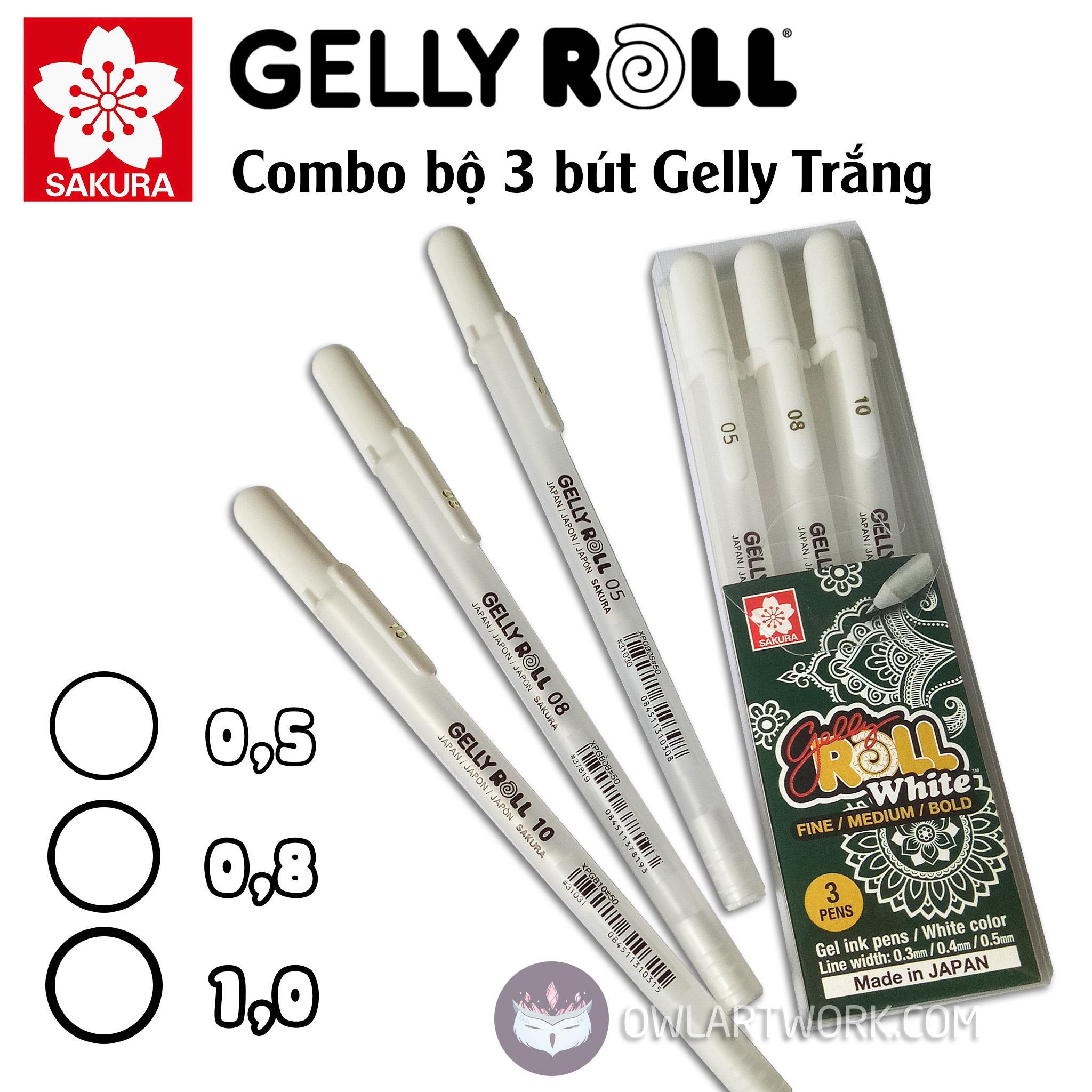 Bút Trắng Gelly Roll SAKURA - Full Size (0.5 0.8 1.0)