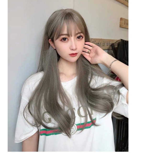 Tóc giả cả đầu 💕FREESHIP😍 Cả đầu cúp tự nhiên xám nâu