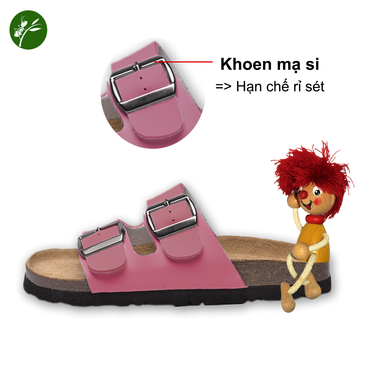 [HCM]Dép đế trấu cho Bé Quai 2 khoá (size 28-37)