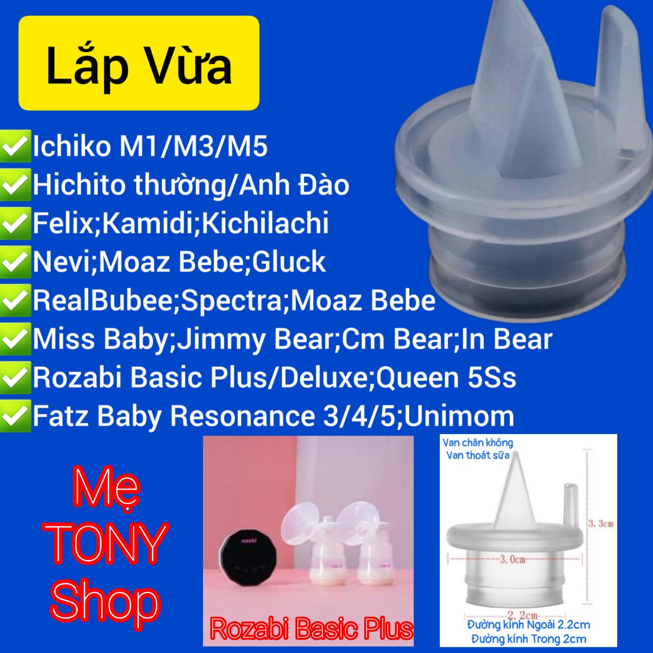 [ROZABI]Van Chân Không,Van Thoát Sữa -Máy Hút Sữa ROZABI Basic Plus..(Đổi Mới Nếu Lỗi)