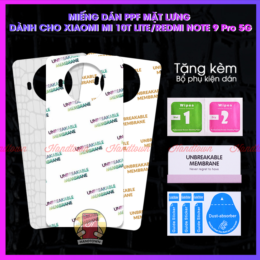 Miếng dán mặt lưng ppf dành cho xiaomi note 9 pro 5g cầu vồng trong suốt vân cá sấu