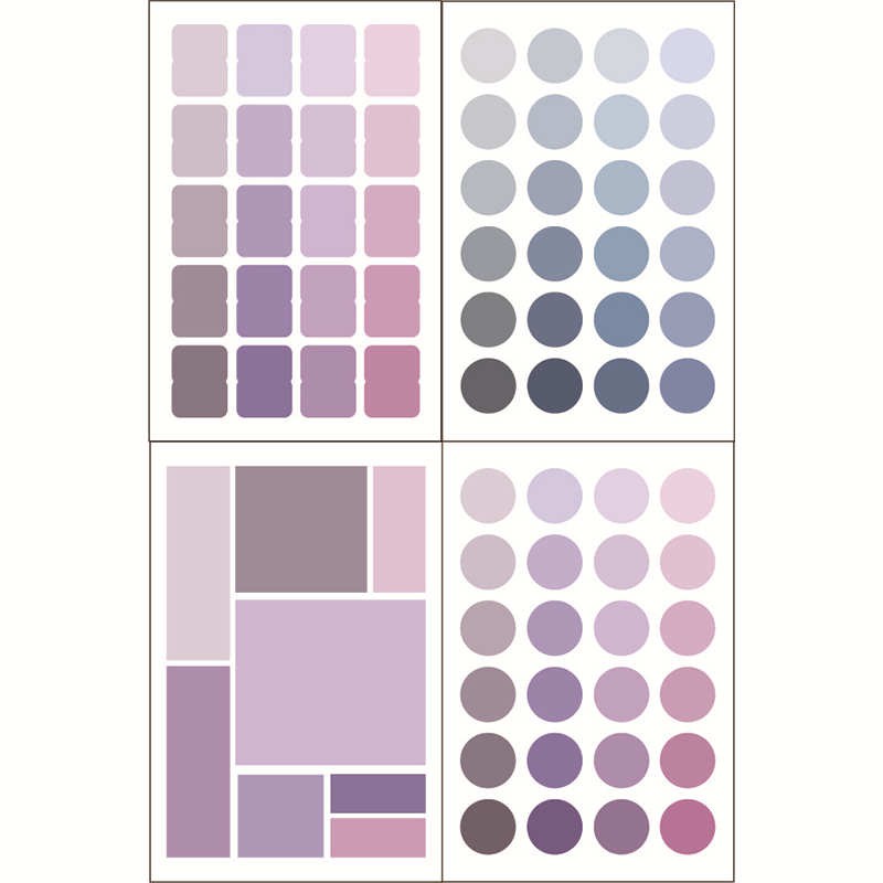 Bộ 4 tấm sticker giấy dán chấm bi đánh dấu màu pastel dán trang trí sổ tay ST323