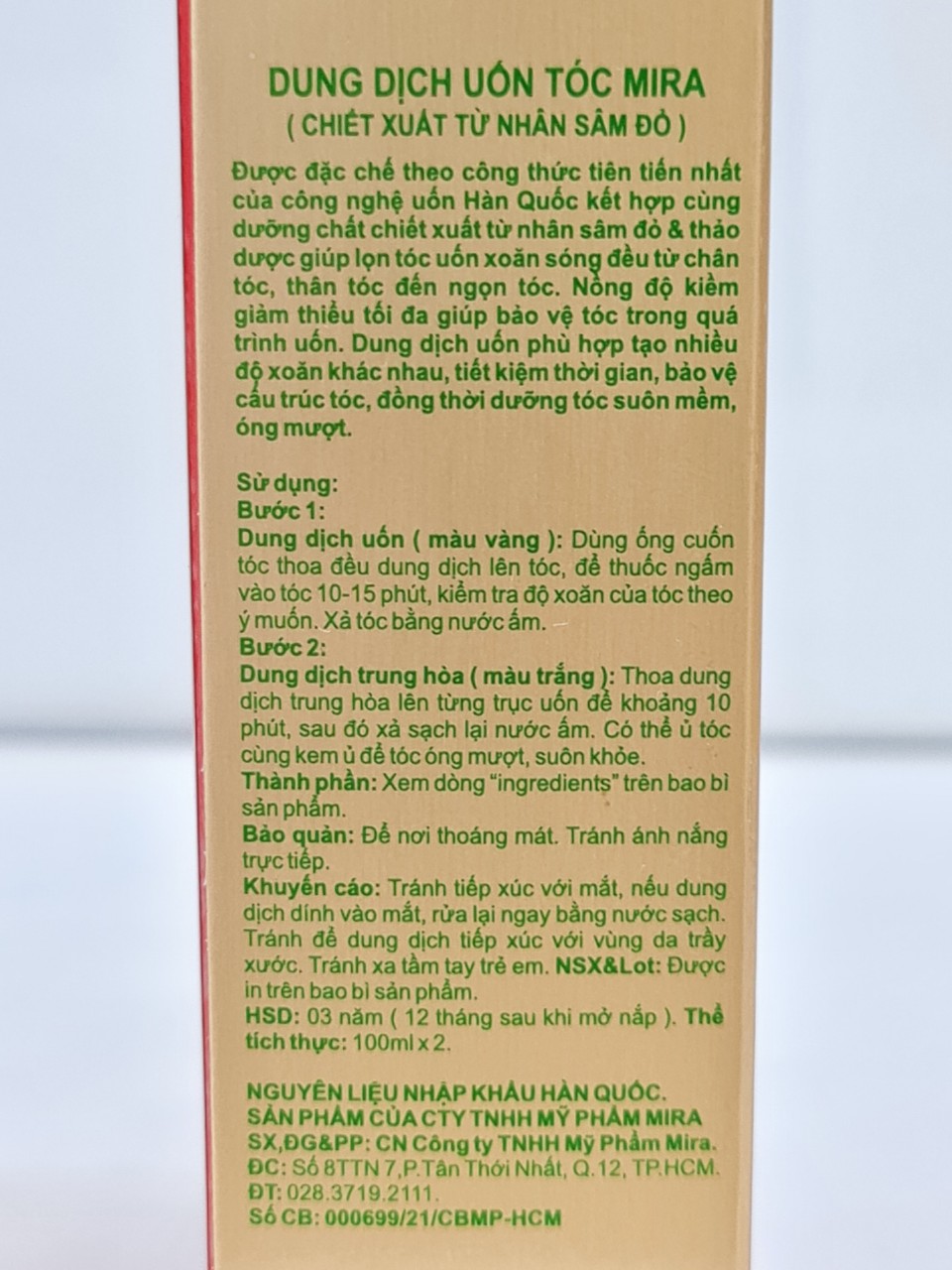 Thuốc Uốn Tóc Chiết Xuất Sâm Đỏ Gingsen MIRA